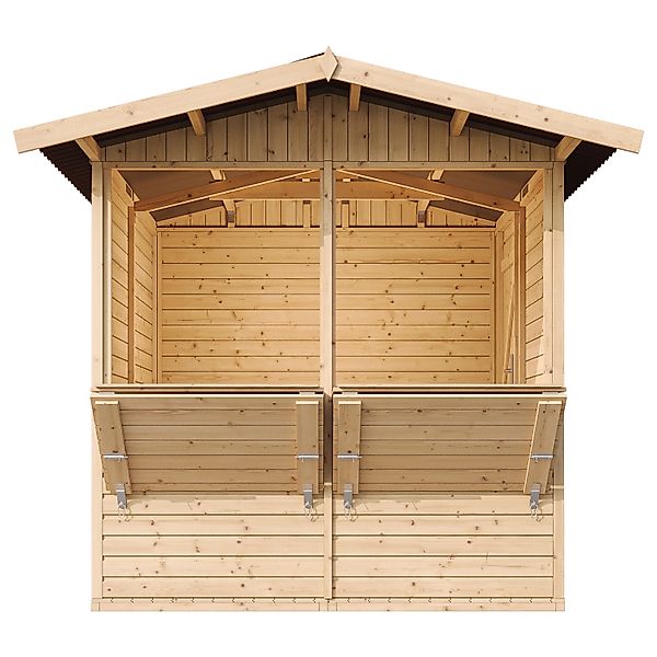 Timbela Marktbude Holz M149 4,08 m² mit 2 Theken günstig online kaufen