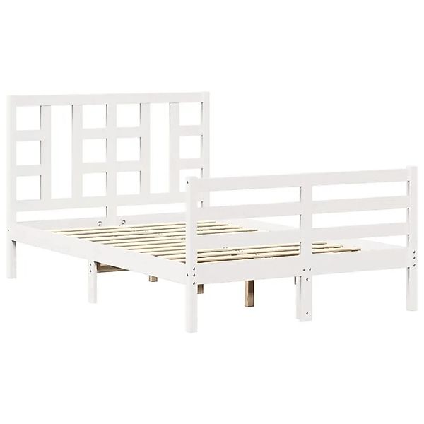 vidaXL Massivholzbett mit Kopfteil Weiß 120x200 cm 3193917 günstig online kaufen