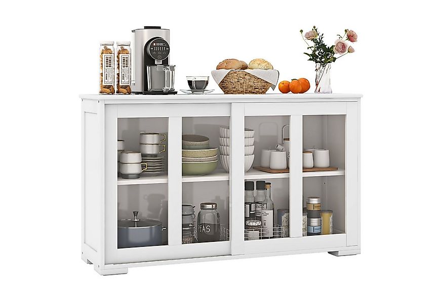 COSTWAY Sideboard, Küchenschrank mit höhenverstellbarer Ablage, Schiebetür günstig online kaufen