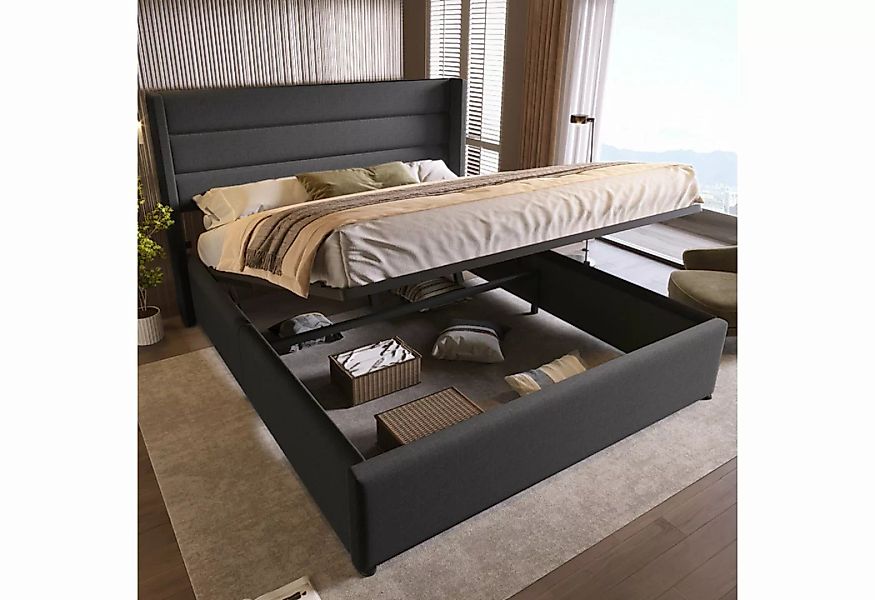 WISHDOR Polsterbett Doppelbett Bett Funktionsbett Holzbett Hydraulisch (Bet günstig online kaufen