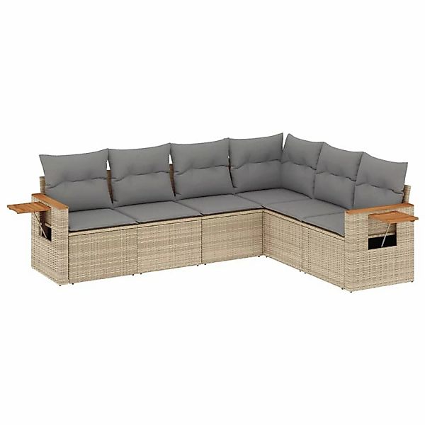 vidaXL 6-Tlg Garten-Sofagarnitur mit Kissen Beige Poly Rattan 3226843 günstig online kaufen