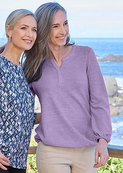 GOLDNER Longshirt Elegante Bluse mit Zierblende, Rundhals Flauschige Bluse günstig online kaufen