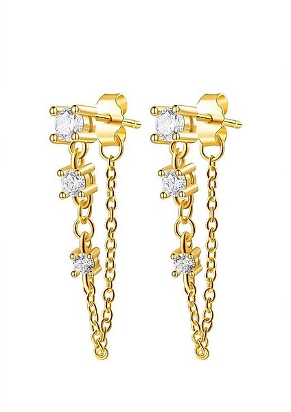 Hey Happiness Paar Ohrhänger Tropfen Kristalle, Silber Ohrstecker Kette 18K günstig online kaufen