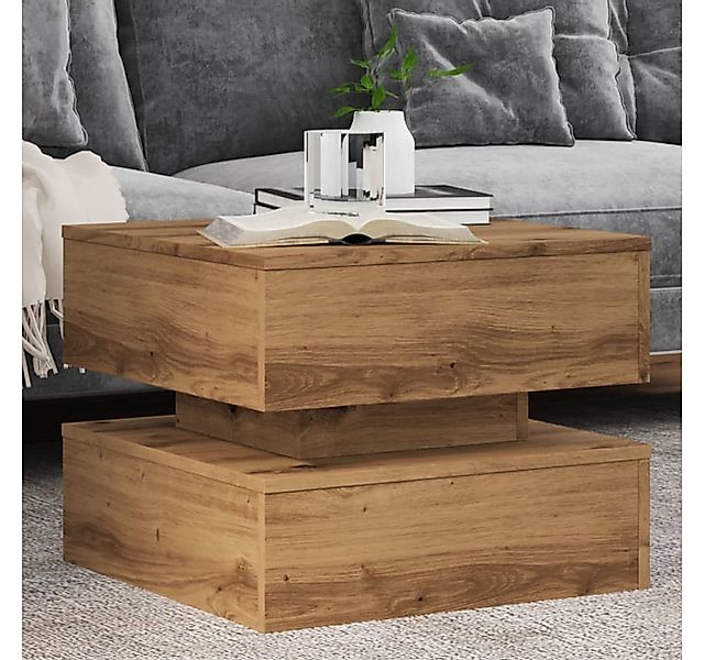vidaXL Couchtisch, Couchtisch mit LED-Leuchten Artisan-Eiche 50x50x40 cm günstig online kaufen
