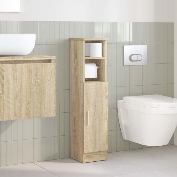 vidaXL Badezimmer-Set Badezimmerschrank mit Rollenhalter Sonoma-Eiche günstig online kaufen