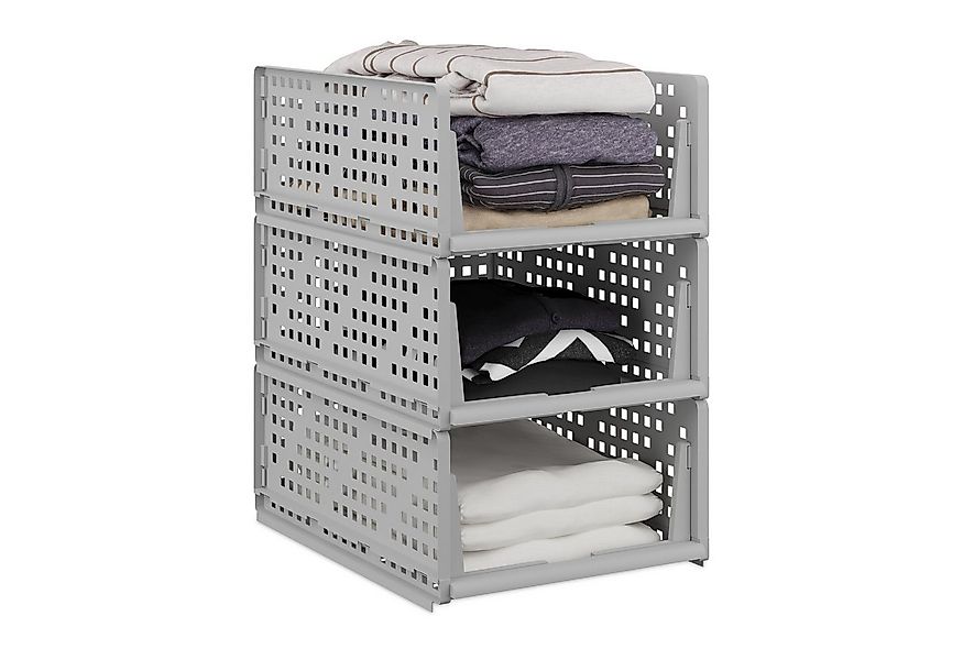 relaxdays Aufbewahrungsbox Schrank Organizer im 3er Set (3 St), grau günstig online kaufen