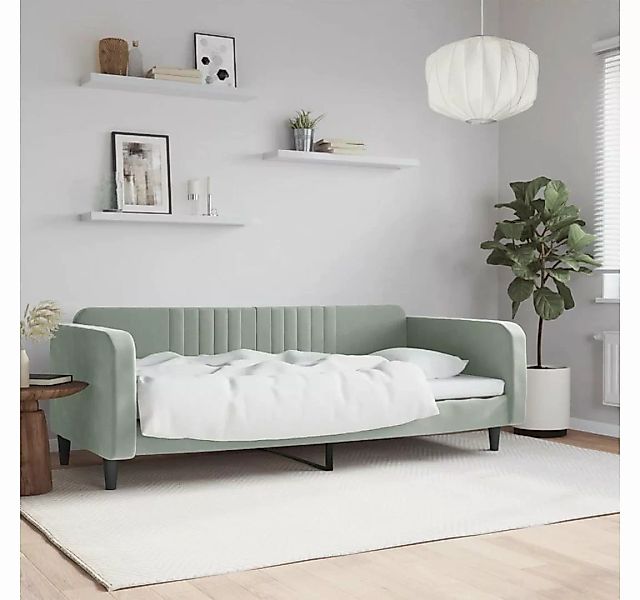 furnicato Bett Tagesbett Hellgrau 100x200 cm Samt günstig online kaufen
