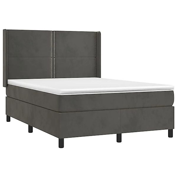 vidaXL Boxspringbett mit Matratze & LED Dunkelgrau 140x190 cm Samt 3139500 günstig online kaufen