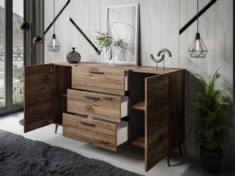 ALLHOUSE24 Wohnzimmer-Set Flagstaff Eiche LOFT Kommode günstig online kaufen