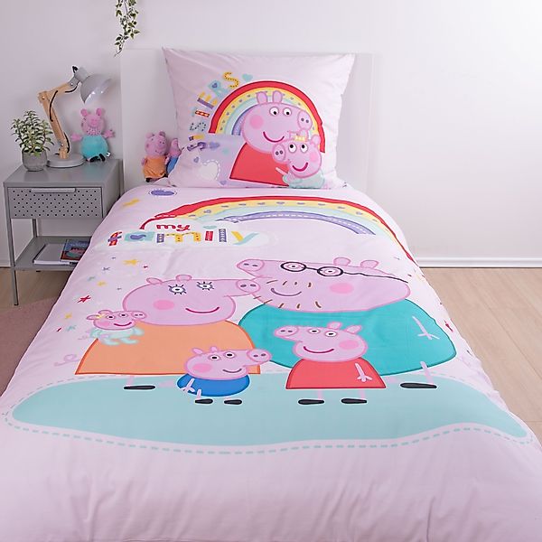 Peppa Pig Wendebettwäsche "Peppa Pig" 2 Stk. tlg. mit fröhlichem Design günstig online kaufen