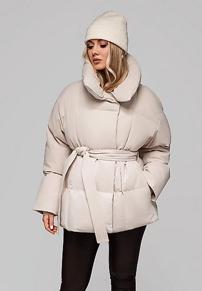 OMBRE Winterjacke Taillierte Steppjacke mit Bindegürtel günstig online kaufen