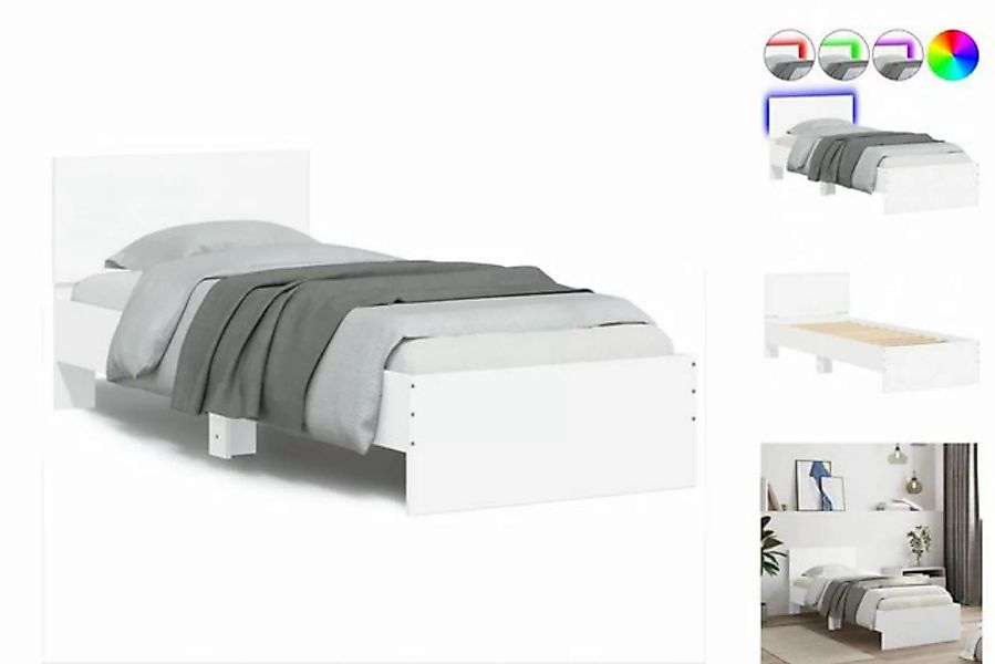 vidaXL Bettgestell Bettgestell mit Kopfteil und LED-Leuchten Weiß 75x190 cm günstig online kaufen
