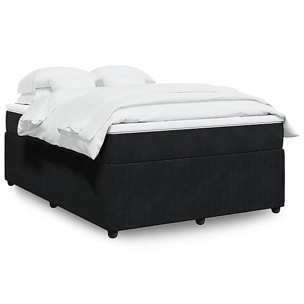 vidaXL Boxspringbett, Boxspringbett mit Matratze Schwarz 140x200 cm Samt günstig online kaufen