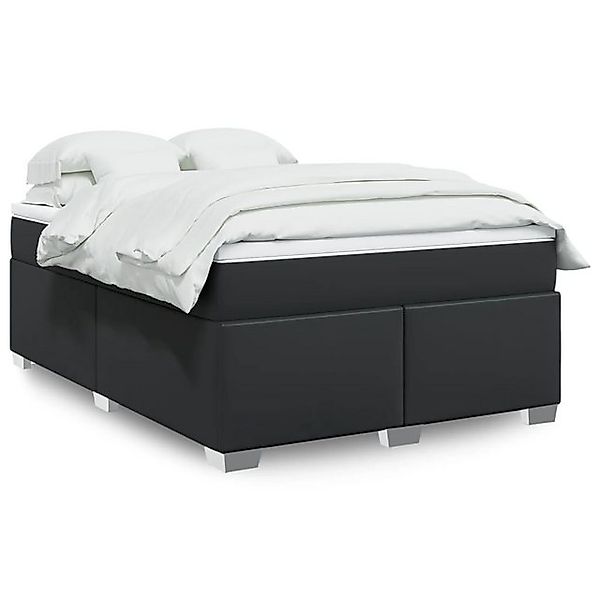 vidaXL Boxspringbett, Boxspringbett mit Matratze Schwarz 160x200 cm Kunstle günstig online kaufen