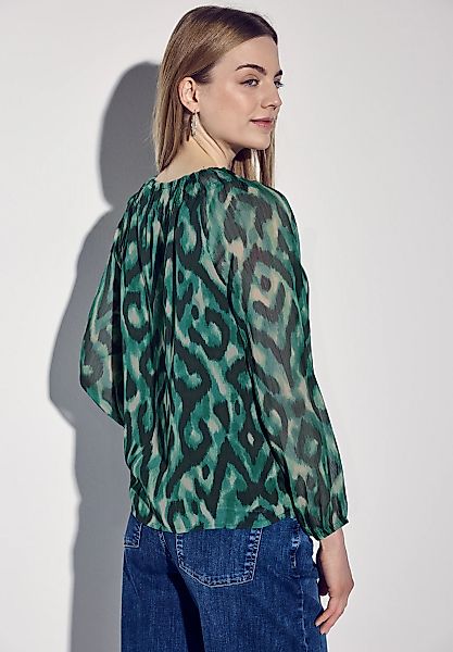 STREET ONE Chiffonbluse, mit grafischem Muster und Raffungen am Kragen günstig online kaufen
