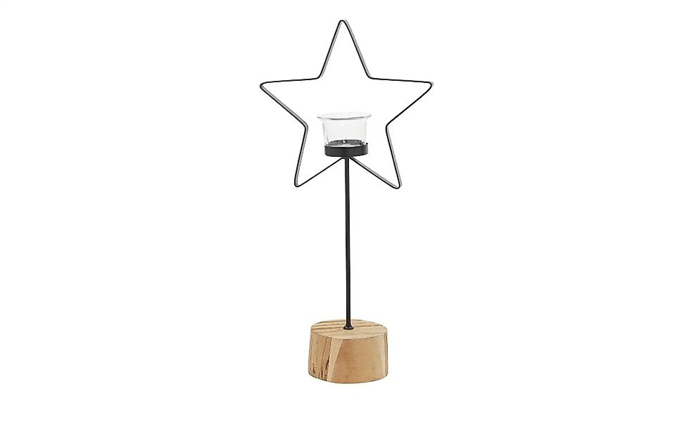 HOME STORY Teelichthalter Stern   ¦ holzfarben ¦ Metall,Holz,Glas ¦ Maße (c günstig online kaufen
