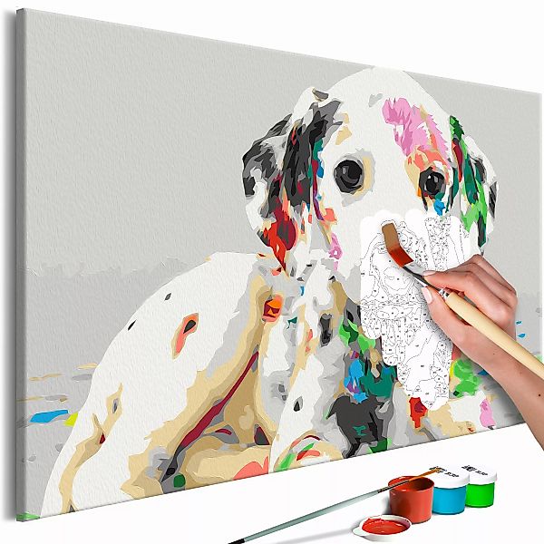 Malen Nach Zahlen - Colourful Puppy günstig online kaufen