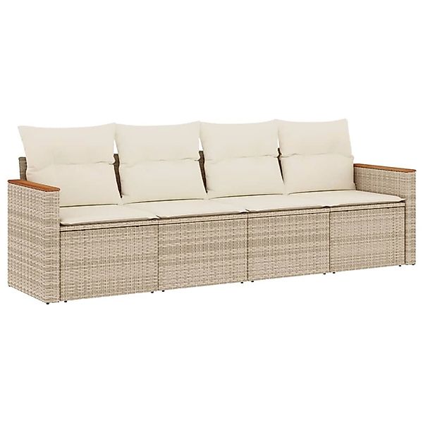 vidaXL 4-tlg Garten-Sofagarnitur mit Kissen Beige Poly Rattan Modell 74 günstig online kaufen