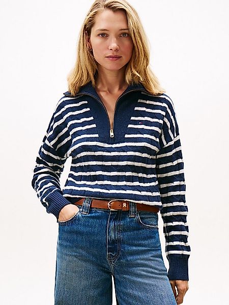 Tommy Hilfiger Troyer SOFT WOOL CABLE 1/2 ZIP LS SWT Wolle, mit Zopfmuster günstig online kaufen