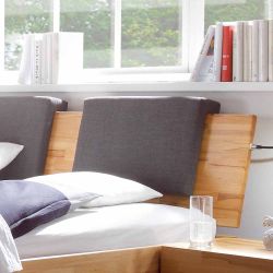 Holzbett mit Klemmkissen in Schwarz Kernbuche Massivholz günstig online kaufen