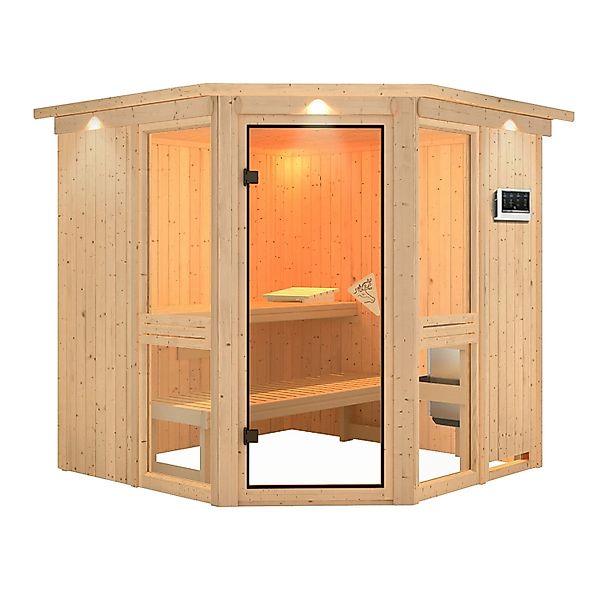 Karibu Sauna Anina 2 Zoll mit Kranz Naturbelassen günstig online kaufen