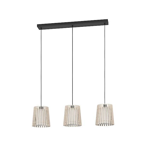 Eglo Pendelleuchte Fattoria 3-flammig 40 W Weiß Schwarz-Braun günstig online kaufen