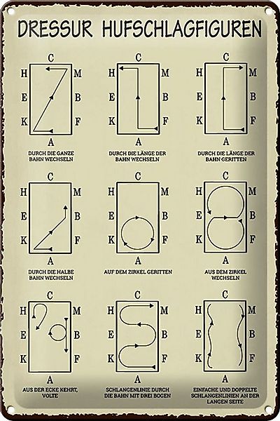 Femer GmbH Metallschild 20x30cm Dressurreiten Hufschlagfiguren Pferd Dressu günstig online kaufen