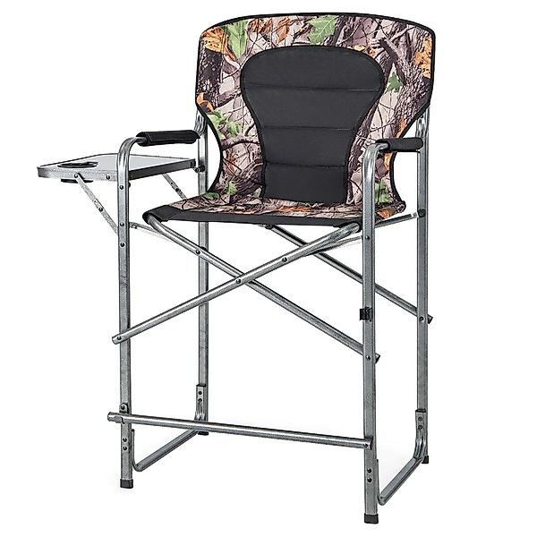 Costway Campingstuhl Faltbar Hoch mit Seitentisch & Fußstütze 150 kg günstig online kaufen