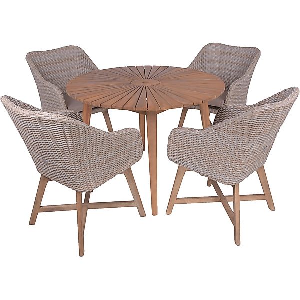 Garden Pleasure Gartenmöbel-Set Fremont/Oakland 5-teilig Grau-Braun FSC® günstig online kaufen