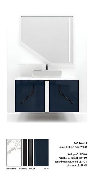 Xlmoebel Waschbeckenunterschrank Blaues Badmöbel-Regal aus Holz (Badezimmer günstig online kaufen
