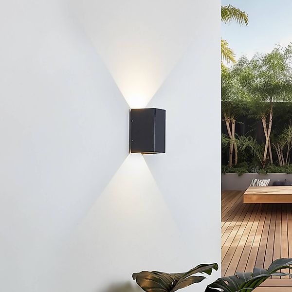 Lucande LED-Wandlampe Kimian, Höhe 17 cm, anthrazit, IP54 günstig online kaufen