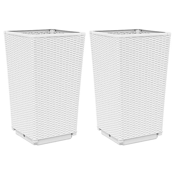vidaXL Pflanzkübel 2 Stk Weiß 32,5x32,5x57 cm PP 367849 günstig online kaufen