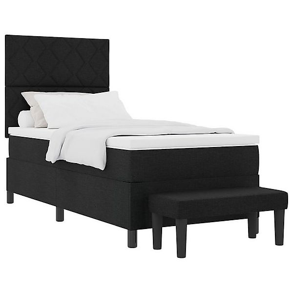 vidaXL Bett Boxspringbett mit Matratze und Bank Schwarz 90x200 cm Stoff (2- günstig online kaufen