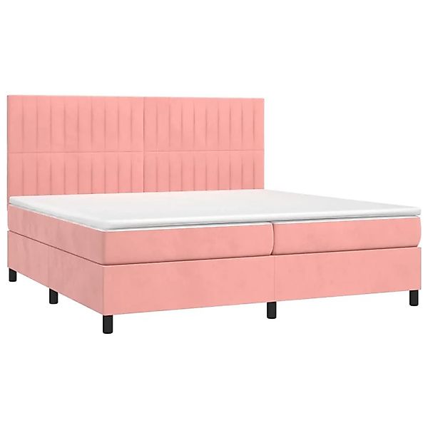 vidaXL Boxspringbett mit Matratze & LED Rosa 200x200 cm Samt 3136268 günstig online kaufen