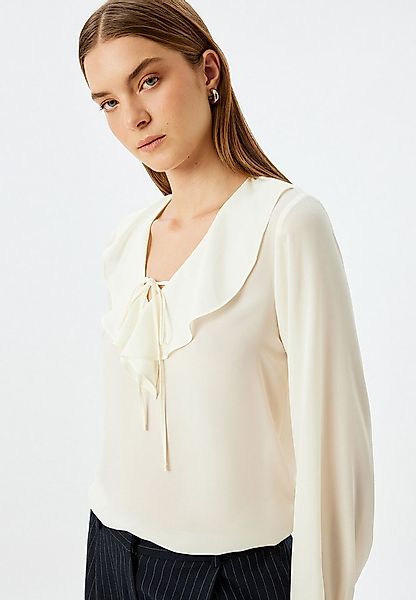 Koton Rüschenbluse Langärmelig V-Kragen Rüschenbluse günstig online kaufen