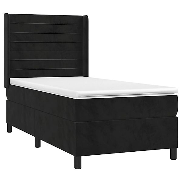 vidaXL Boxspringbett mit Matratze & LED Schwarz 100x200 cm Samt 3139609 günstig online kaufen