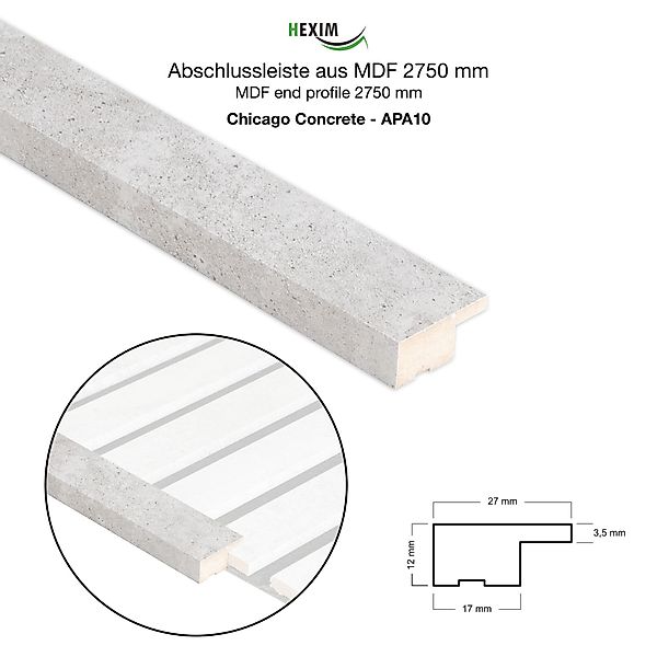 Hexim Wanddekoobjekt APA10 (Abschlussleiste 275x2,7cm passend günstig online kaufen