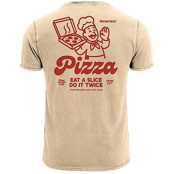 Neverless Print-Shirt Herren Vintage T-Shirt Pizza Backprint Printshirt T-S günstig online kaufen