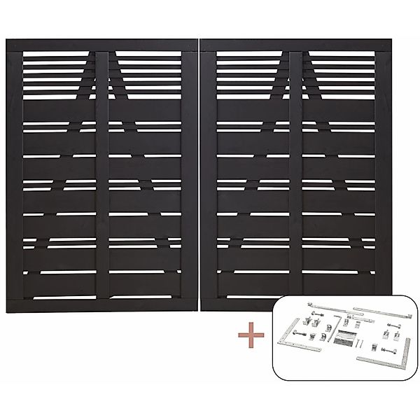 Doppeltor Silence Nadelholz Schwarz 200 cm x 140 cm günstig online kaufen