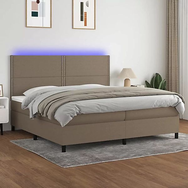 Vidaxl Boxspringbett Mit Matratze & Led Taupe 200x200 Cm Stoff günstig online kaufen