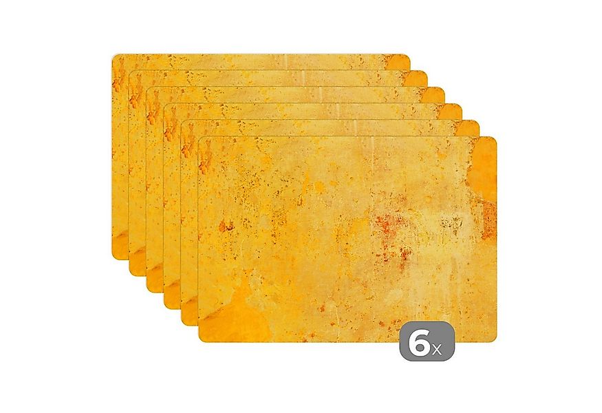 MuchoWow Platzset Wand - Gelb - Stein, (6-St), Platzsets, Tischset, Abwasch günstig online kaufen