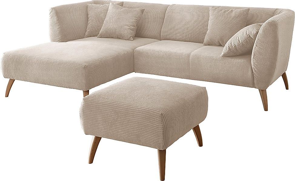 INOSIGN Ecksofa »Colori L-Form«, Holzfußfarbe wählbar, inkl. 4x Zierkissen günstig online kaufen