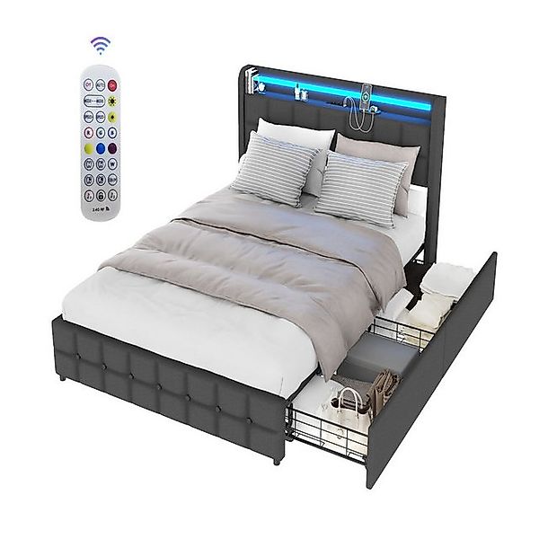 LETGOSPT Polsterbett LED Einzelbett 90x200cm mit Ladefunktion,Polsterbett m günstig online kaufen