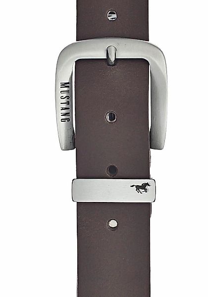 MUSTANG Ledergürtel Dornschließe aus geschwärztem Silber, mit Logo-Schriftz günstig online kaufen