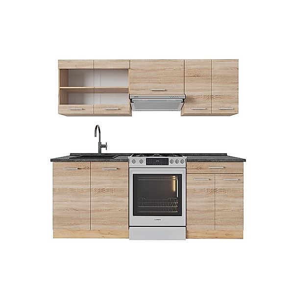 Vicco Küchenzeile R-Line, Sonoma/Goldkraft Eiche, 200 günstig online kaufen