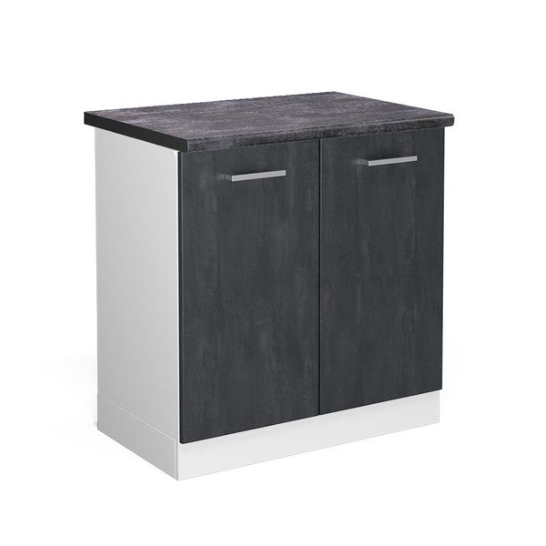 Vicco Spülenunterschrank R-Line, Schwarz Beton/Weiß, 80 günstig online kaufen
