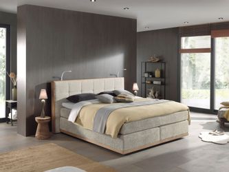 PLACES OF STYLE Boxspringbett "Vinton" aus Eiche, mit LED-Beleuchtung, vers günstig online kaufen