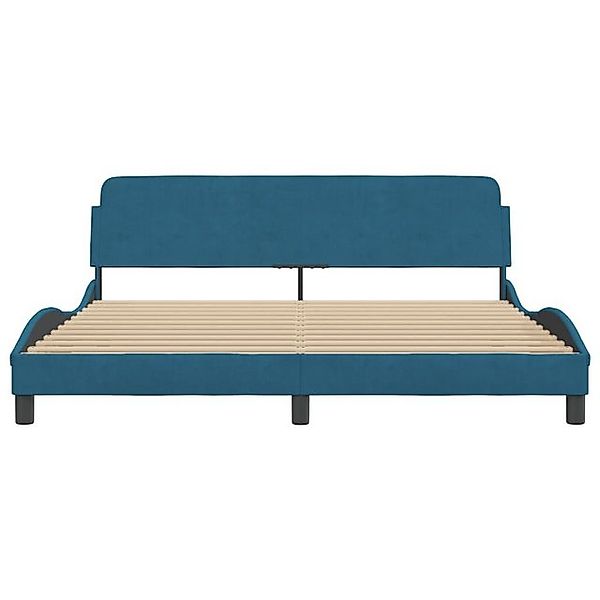 furnicato Bettgestell mit Kopfteil "Dover" Blau 180x200 cm Samt (1-tlg) günstig online kaufen