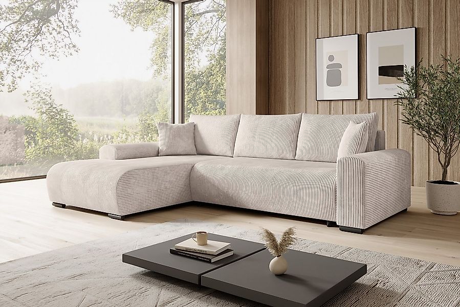 storez24 Ecksofa Ellen, mit Bettkasten und Schlaffunktion, Cordstoff, L-For günstig online kaufen