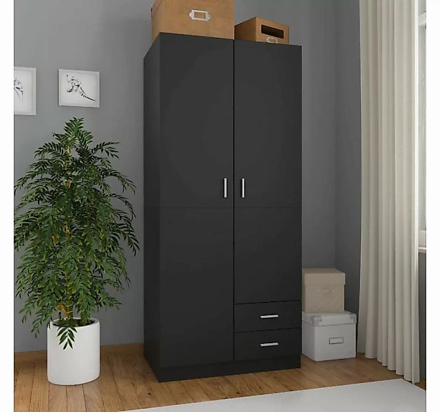 furnicato Kleiderschrank Schwarz 80x52x180 cm Holzwerkstoff günstig online kaufen